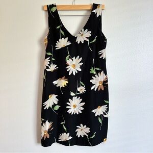 90’s Vintage | Jones New York | Daisy Print Black Shift Dress | Size 10